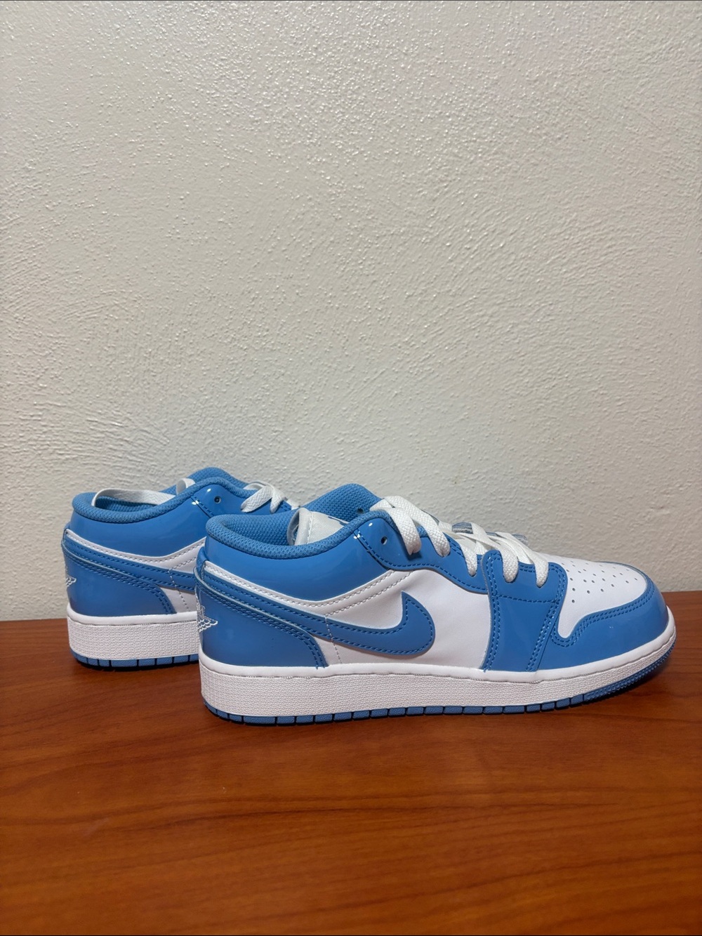 Nike Air Jordan 1Low-Top Sneakers - White and Light Blue. Size 5.5